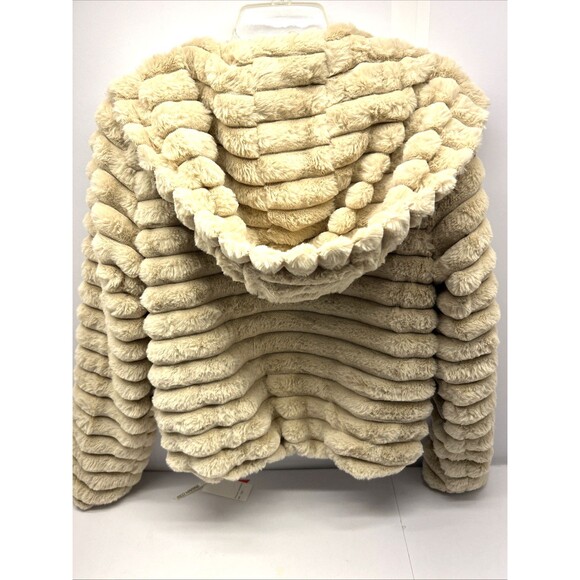 Red Marine Amsterdams Beige Very Fuzzy Hooded Zip Front Jacket SZ L New w/Tags - Picture 10 of 10